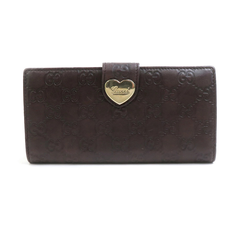 Gucci Bifold Long Wallet Guccissima Leather Dark Brown Gold